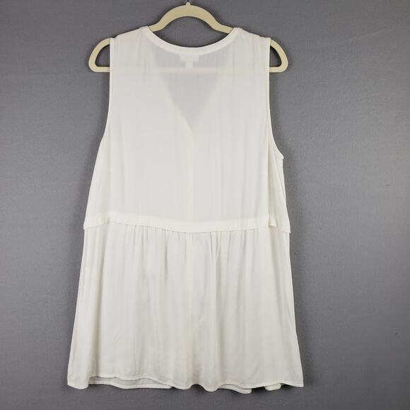J. Jill Size L Sleeveless Button Front Tunic Top Cream Neutral Fisherman Coastal - Picture 2 of 7